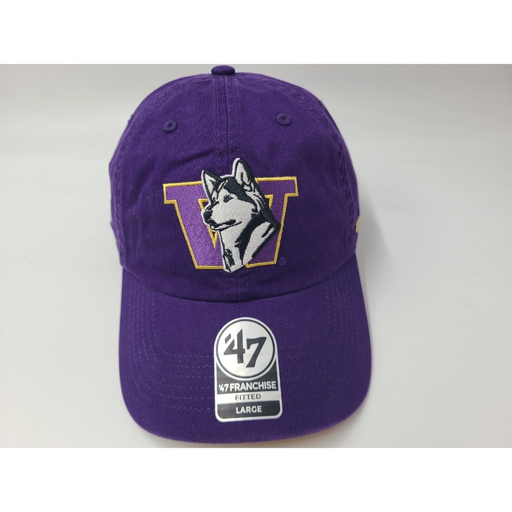 University of Washington Huskies 47 Brand Franchise Fitted L Hat Cap NCAA Purple